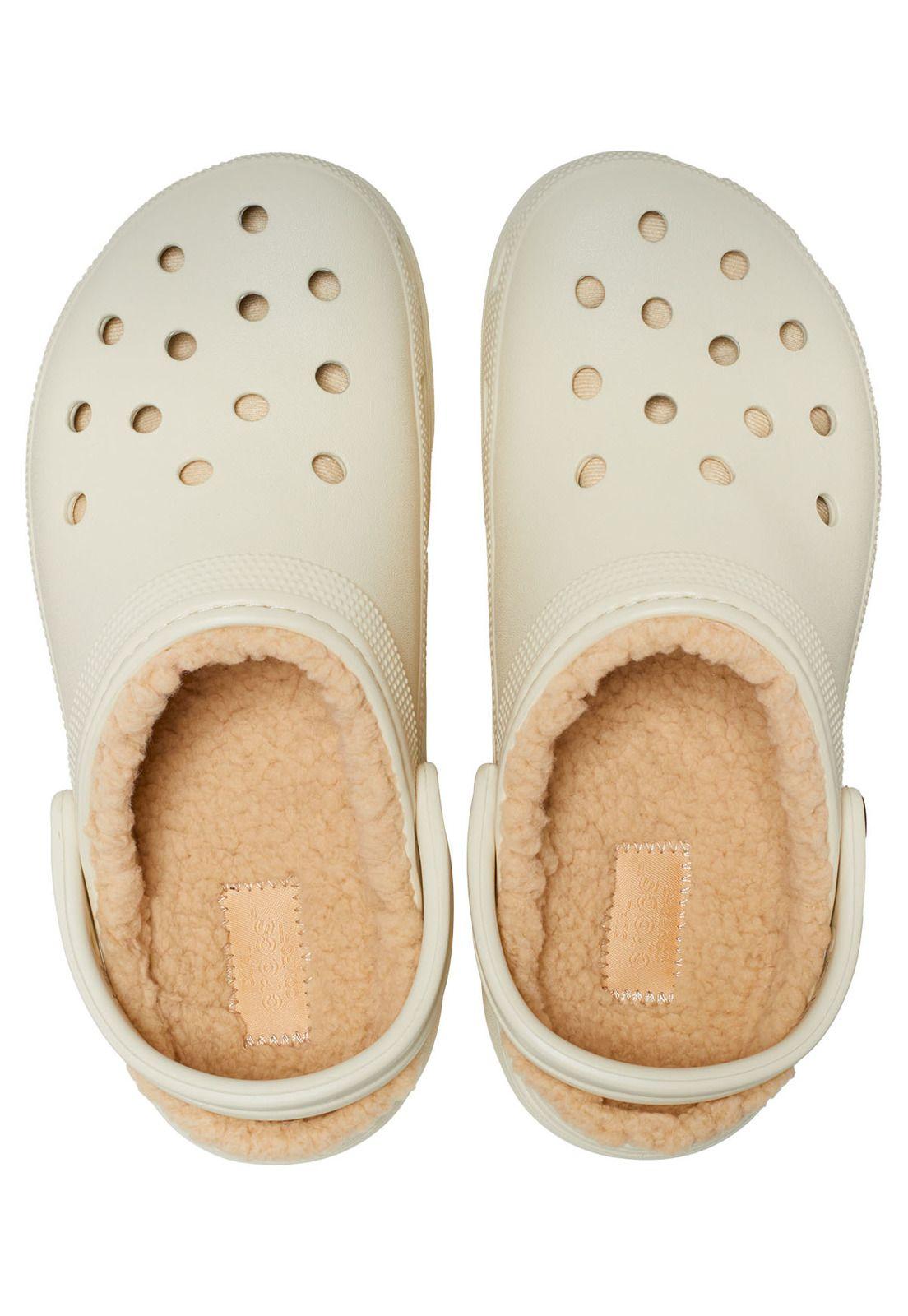 Zueco Crocs Mujer Lined Plataforma Beige-3