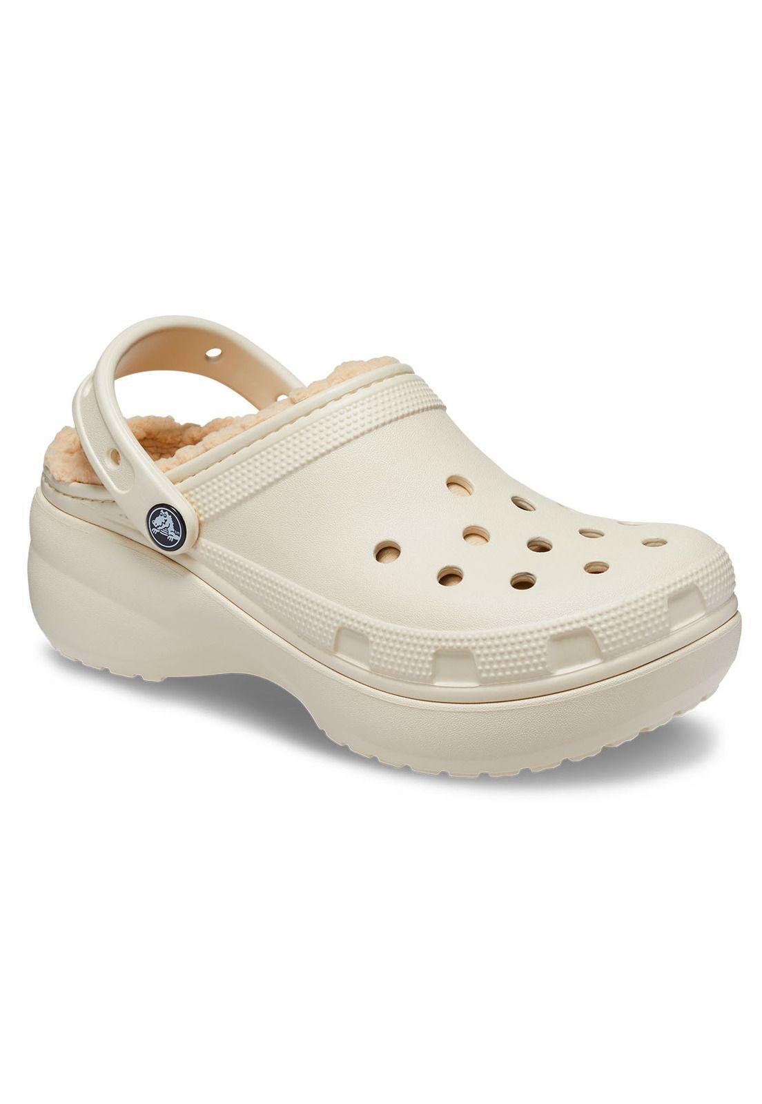 Zueco Crocs Mujer Lined Plataforma Beige-5