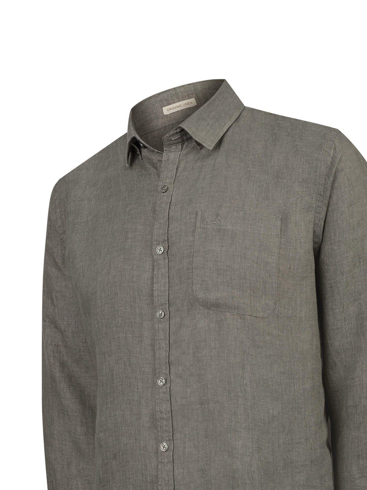 Camisa Lino Orgánico Hombre Claslinen Verde-3