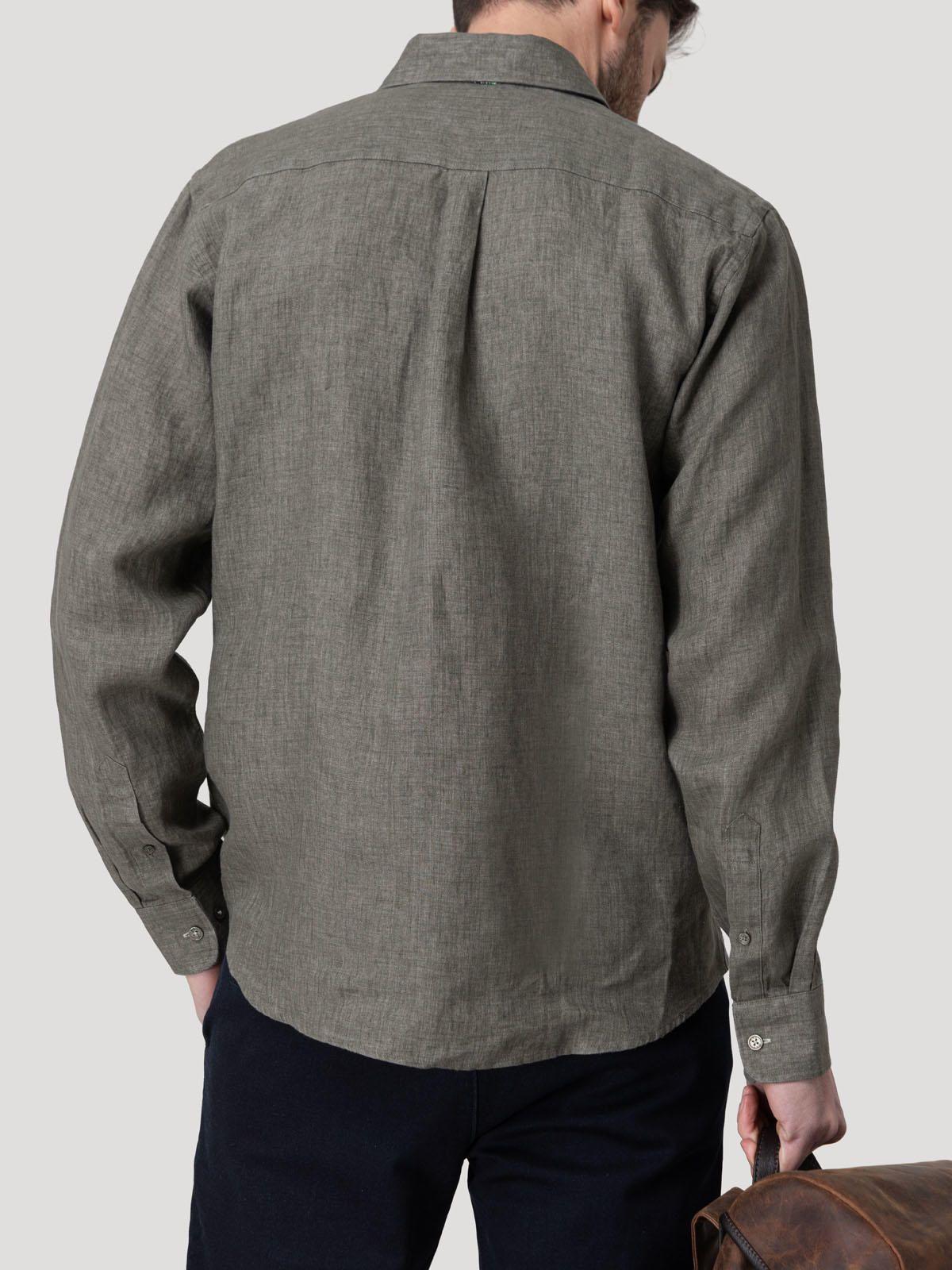 Camisa Lino Orgánico Hombre Claslinen Verde-5
