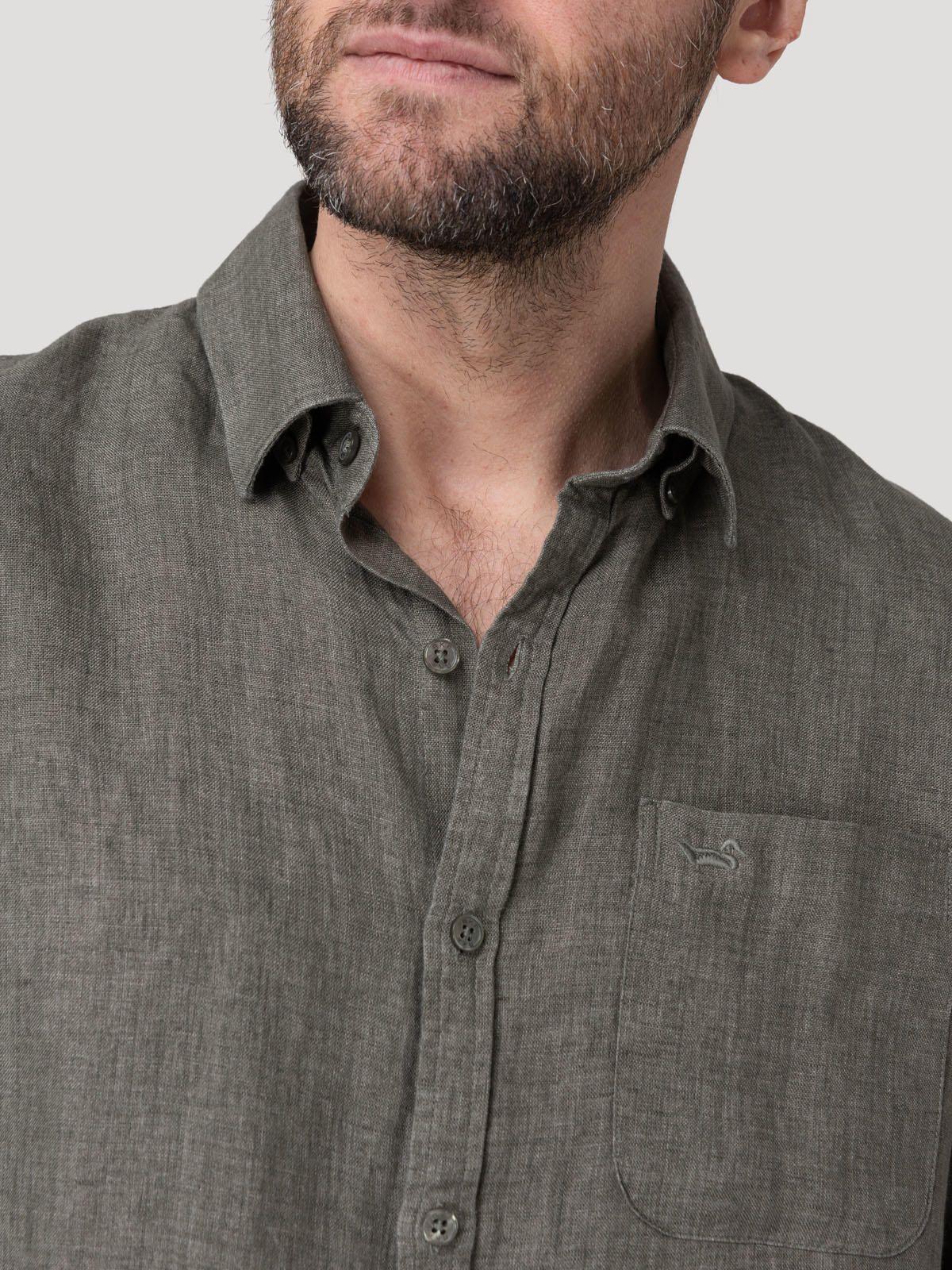 Camisa Lino Orgánico Hombre Claslinen Verde-6