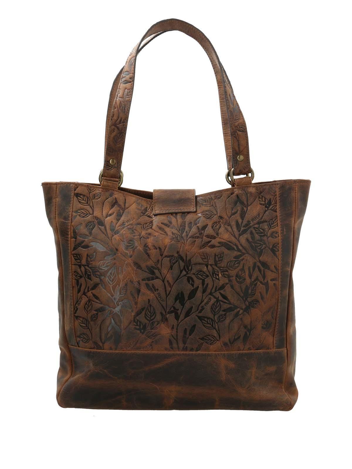 Cartera Cuero Mujer Oh Flower Tote Chocolate-2