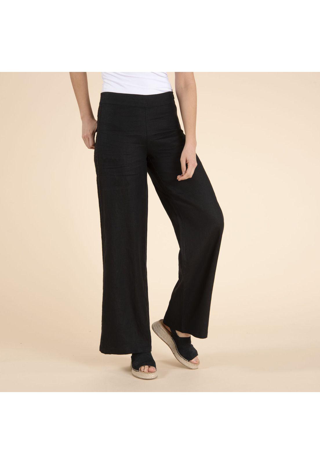 Pantalón Lino Orgánico Mujer Aman Negro-1
