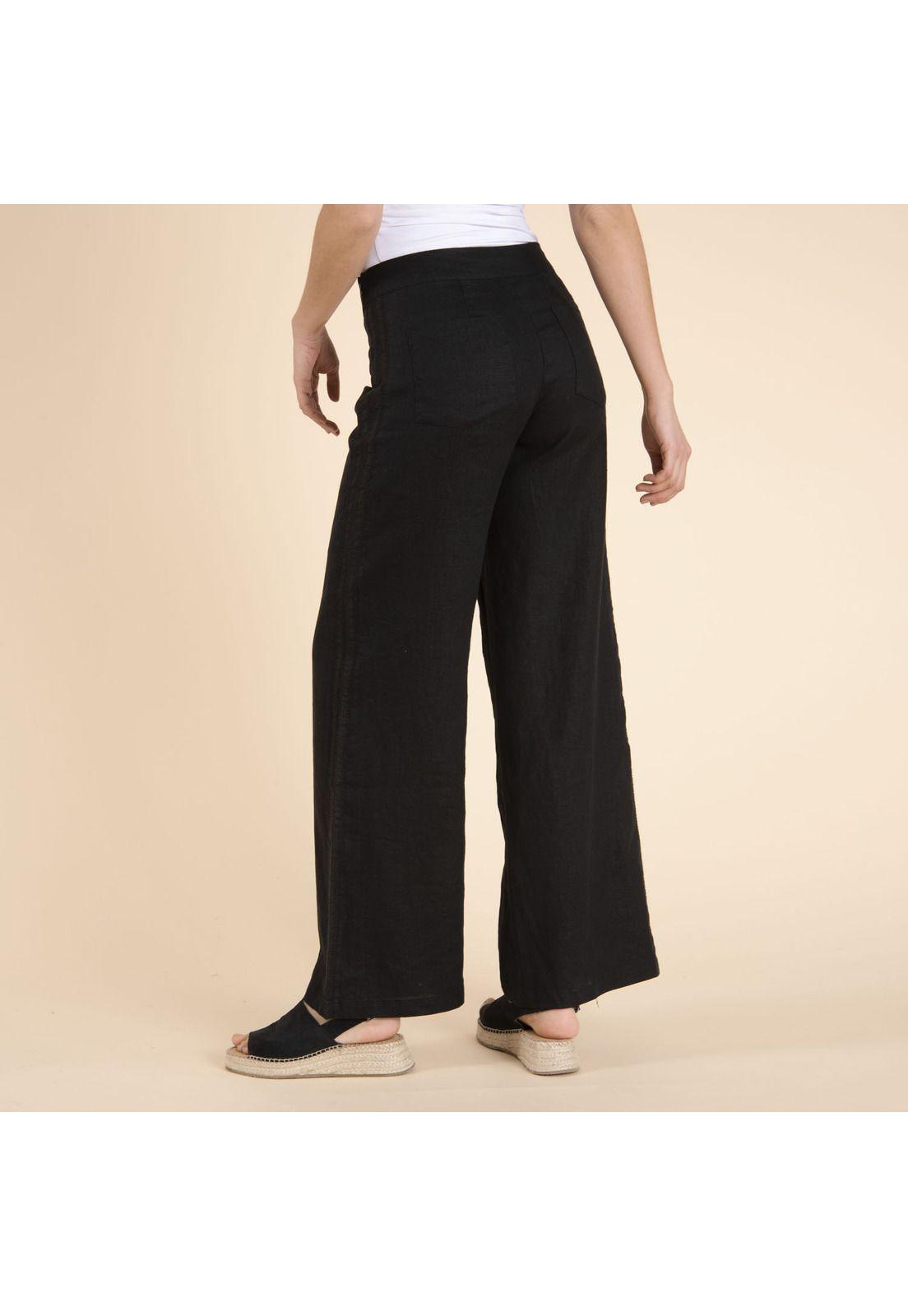 Pantalón Lino Orgánico Mujer Aman Negro-3