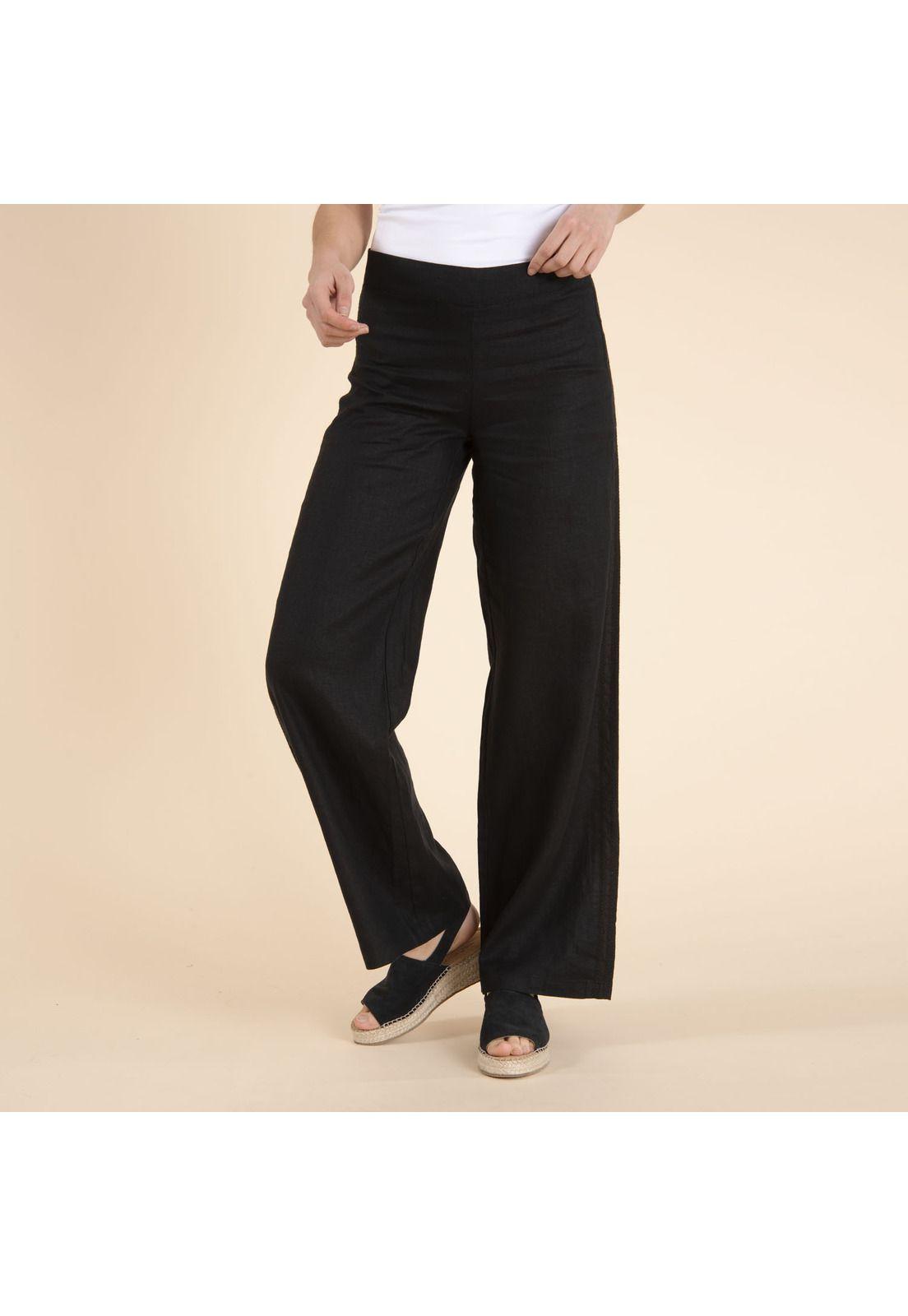 Pantalón Lino Orgánico Mujer Aman Negro-4