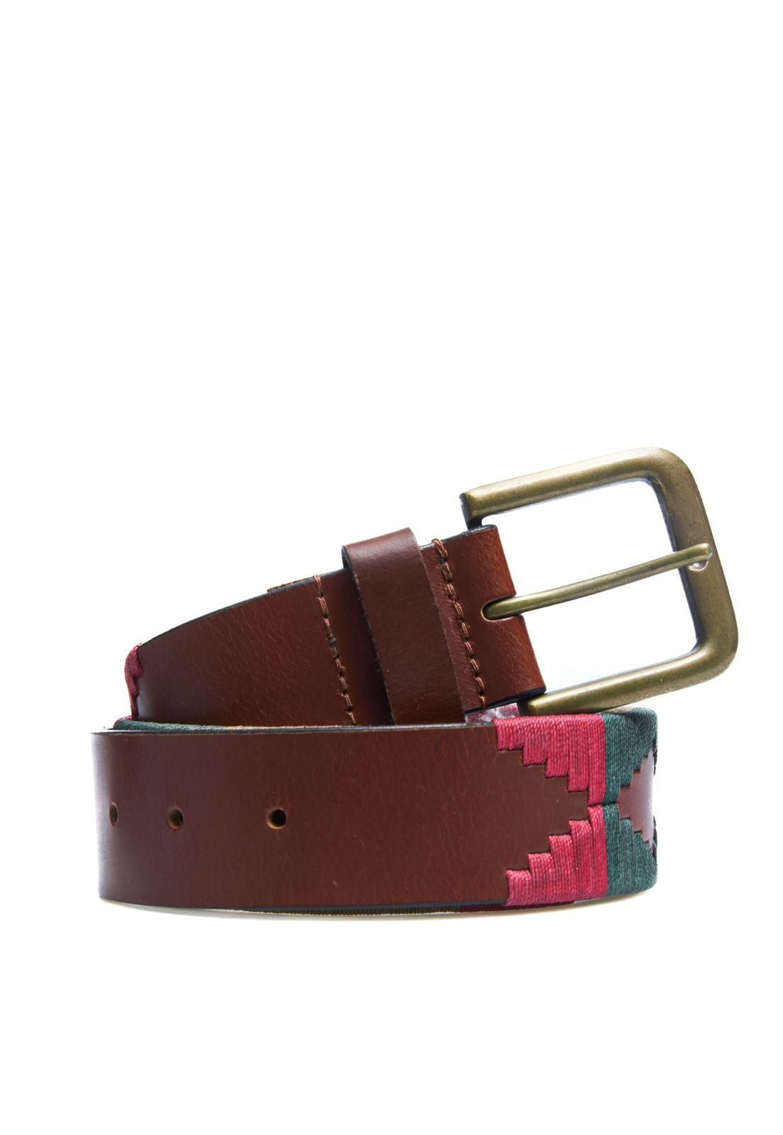 Cinturón Cuero Hombre Rf Tzeltal Café-0