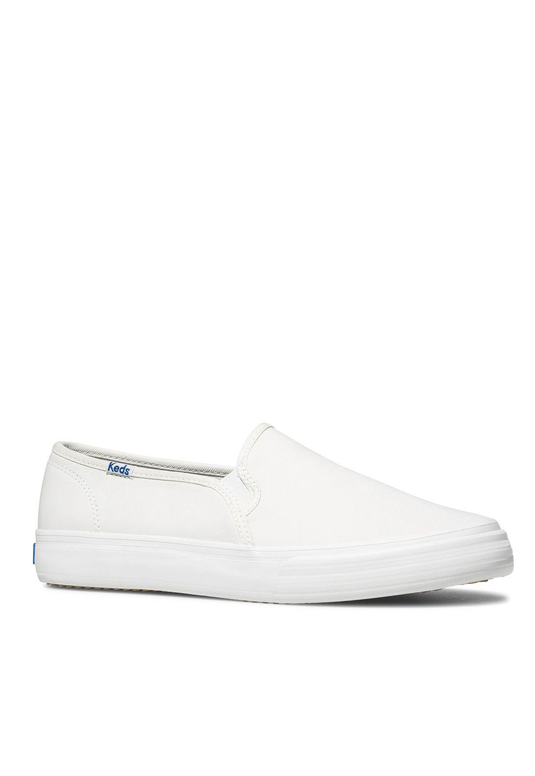 Slip On Cuero Mujer Double Decker Blanco-1