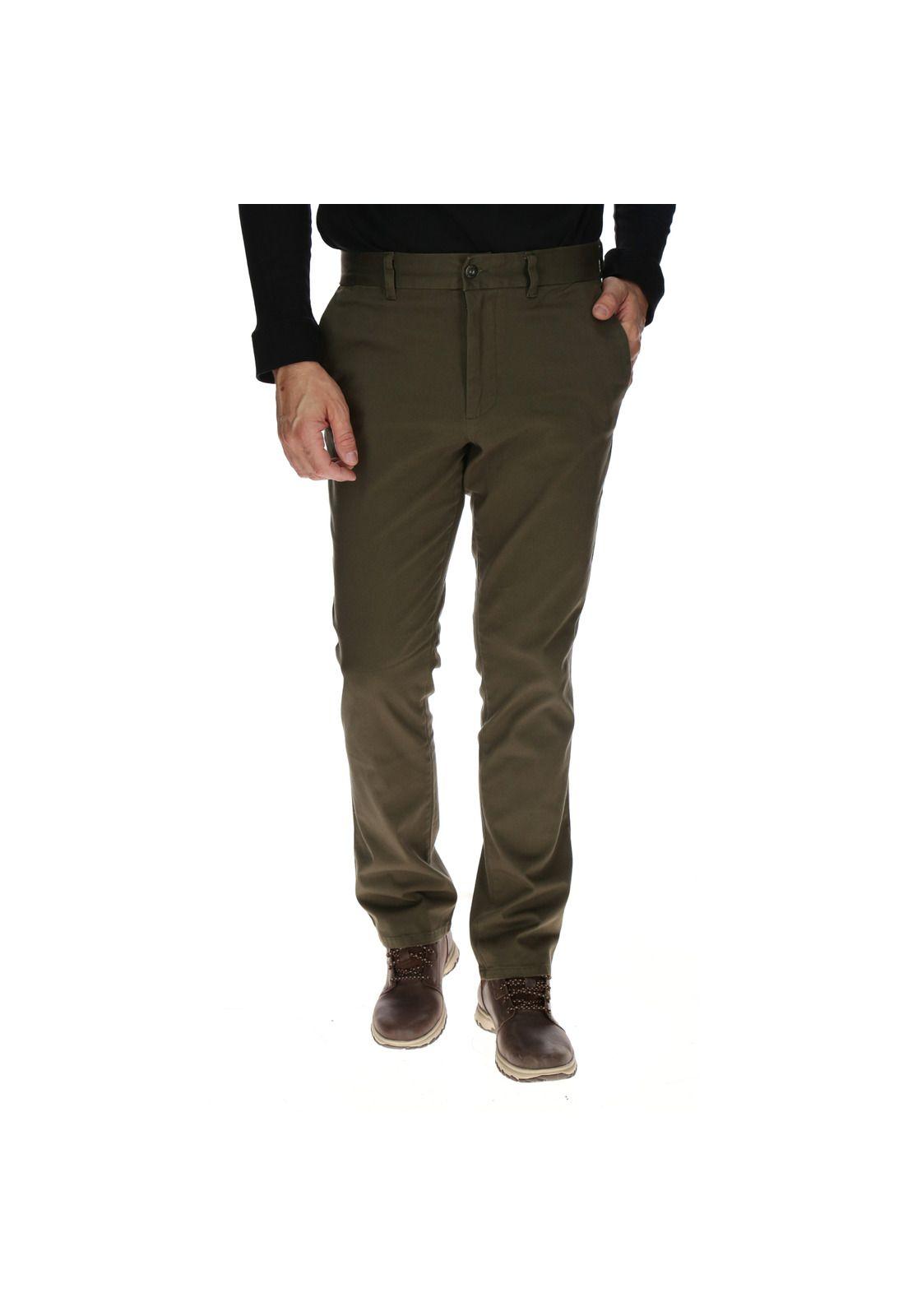 Pantalón Hombre Slim Stretch Chino Algodón Verde-0