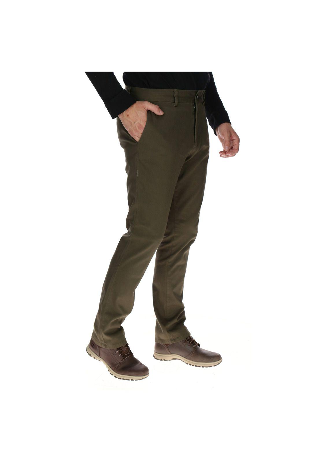 Pantalón Hombre Slim Stretch Chino Algodón Verde-3
