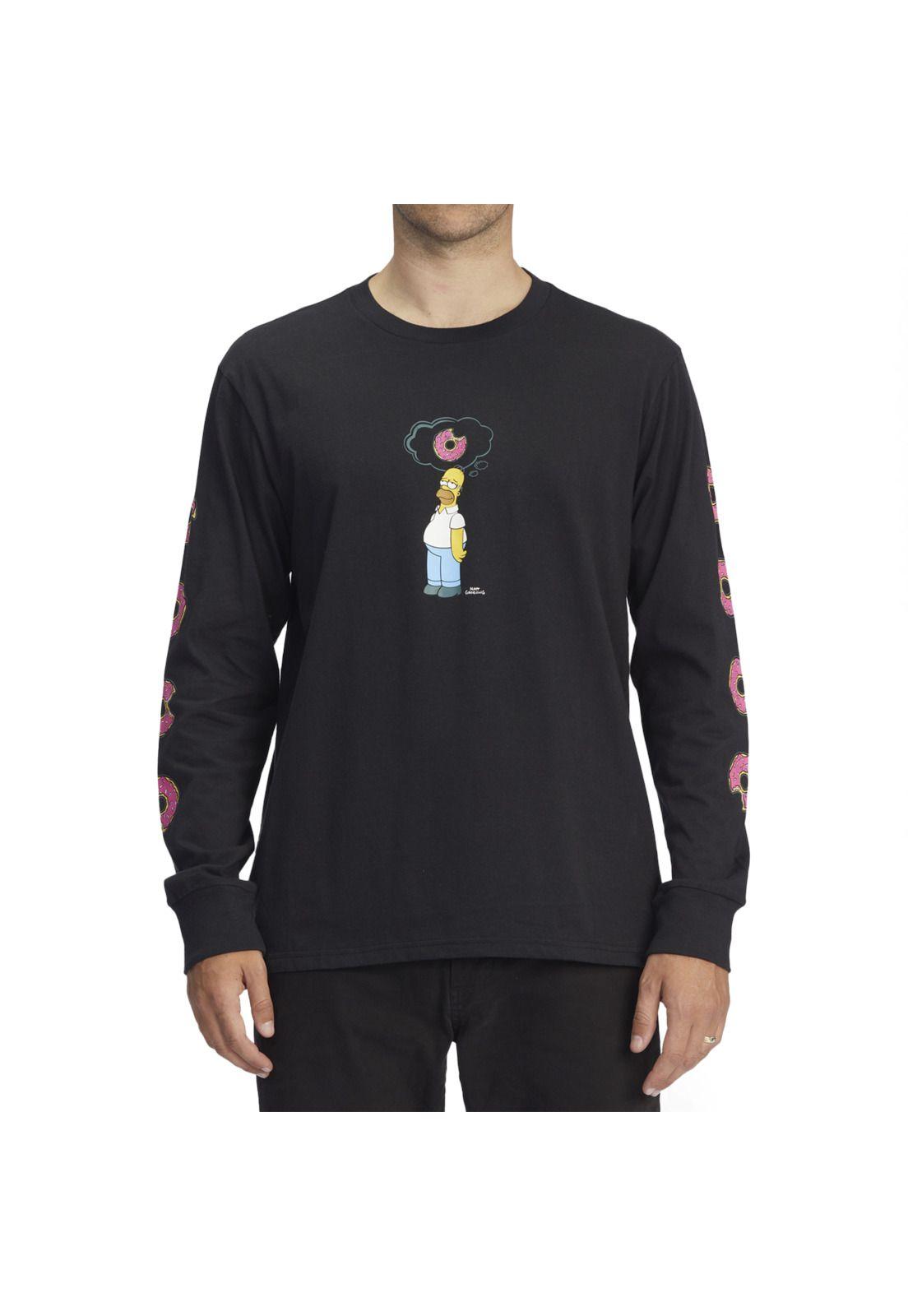 Polera M/L Hombre Simpsons Donut Negro-0