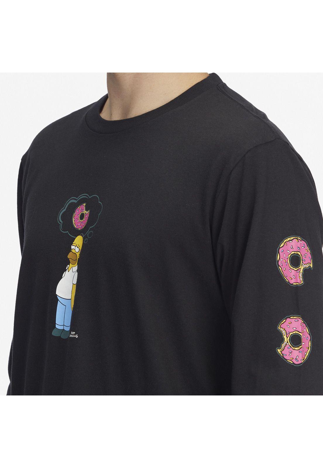 Polera M/L Hombre Simpsons Donut Negro-3