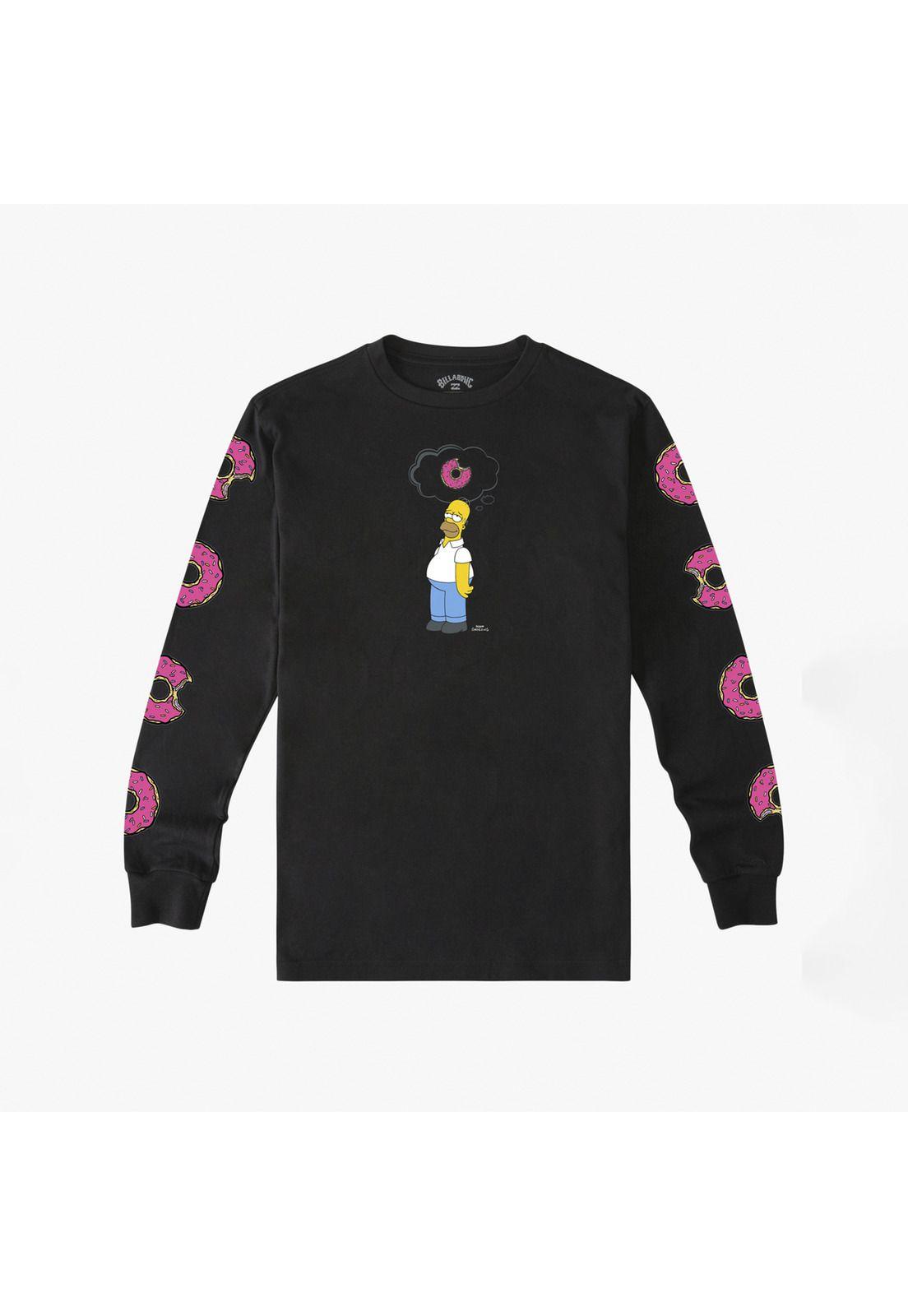 Polera M/L Hombre Simpsons Donut Negro-4