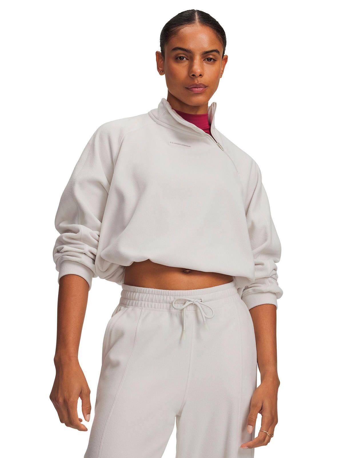 Poleron Performance Fleece ¼ Zip blanca Mujer-0