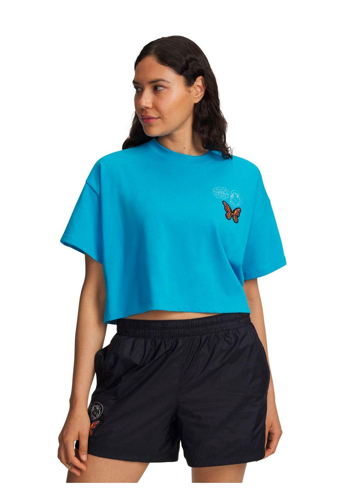Polera Manga Corta Lifestyle Mujer Icon HW Boxy crop Azul -0