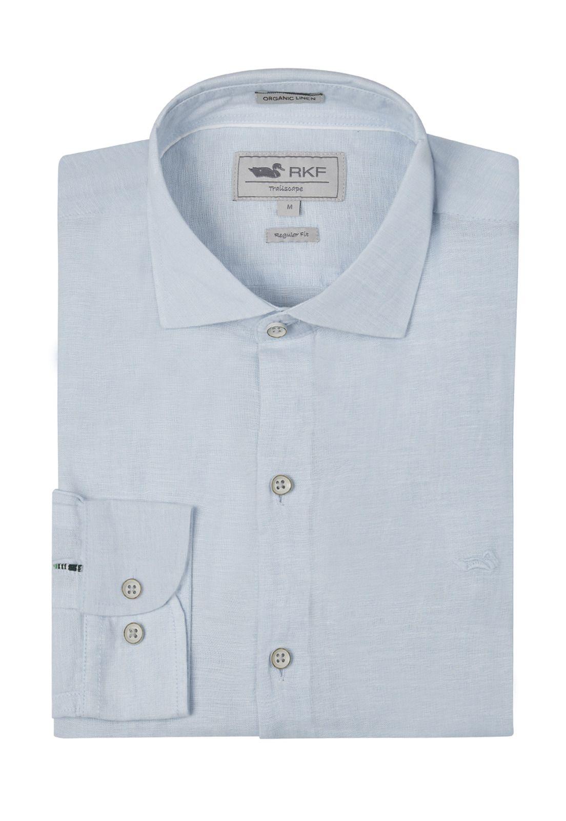 Camisa Lino Orgánico Celeste Linen Hombre -4