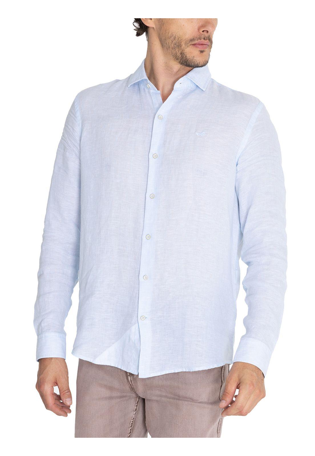 Camisa Lino Orgánico Celeste Linen Hombre -5