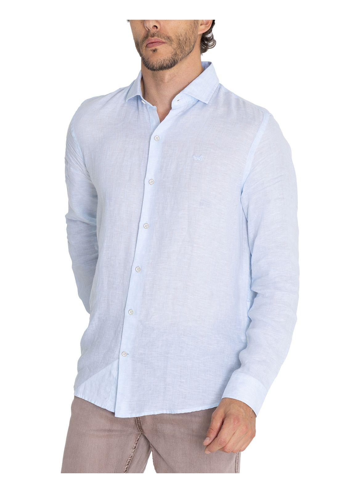 Camisa Lino Orgánico Celeste Linen Hombre -6