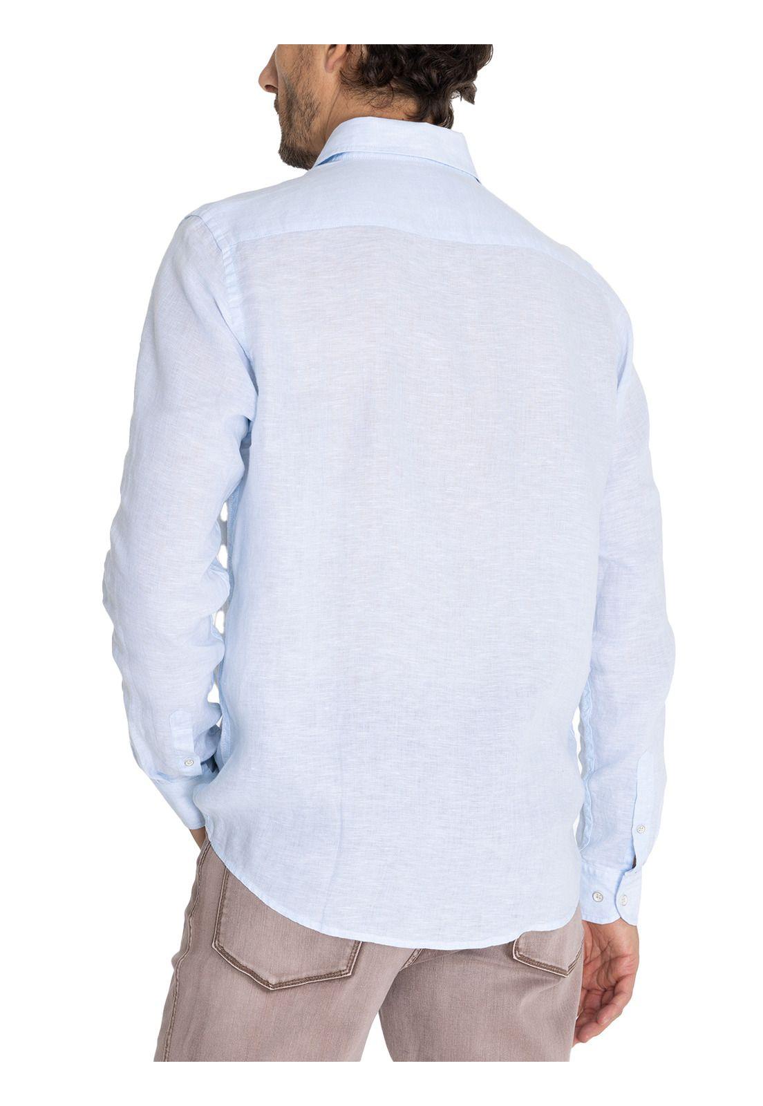 Camisa Lino Orgánico Celeste Linen Hombre -7