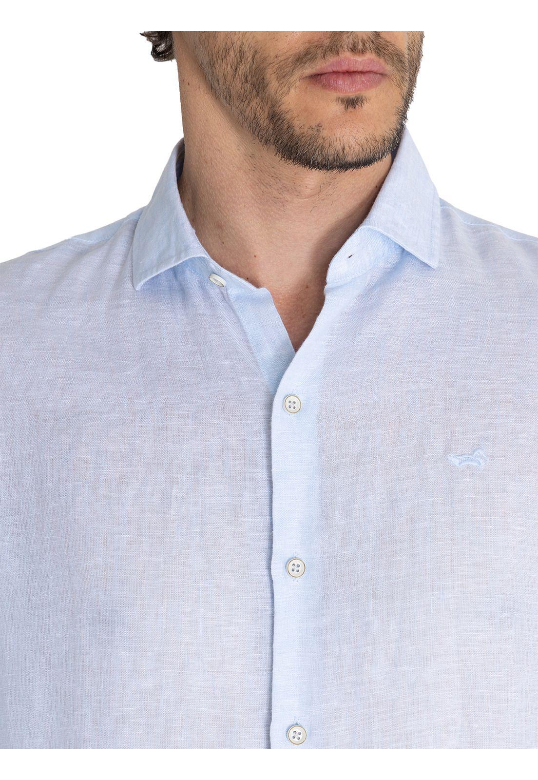 Camisa Lino Orgánico Celeste Linen Hombre -8