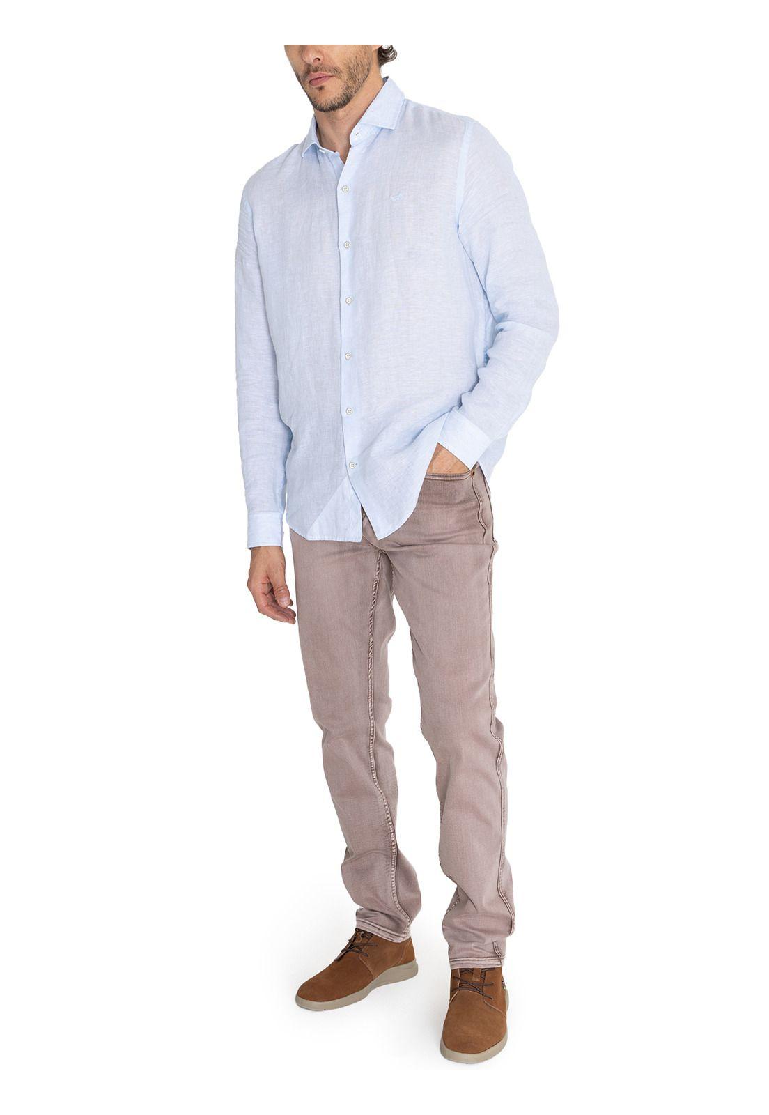 Camisa Lino Orgánico Celeste Linen Hombre -9