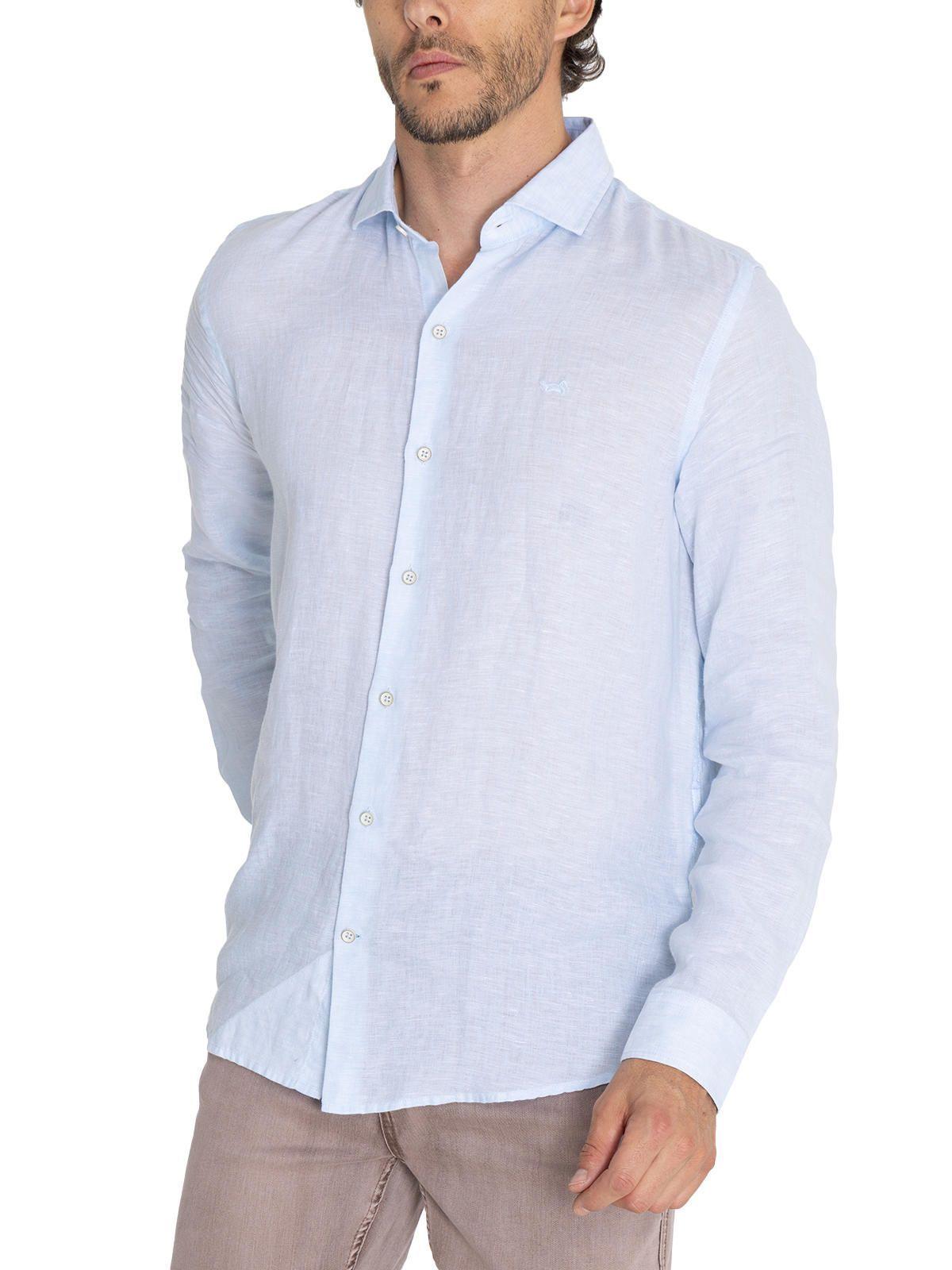 Camisa Lino Orgánico Celeste Linen Hombre -6