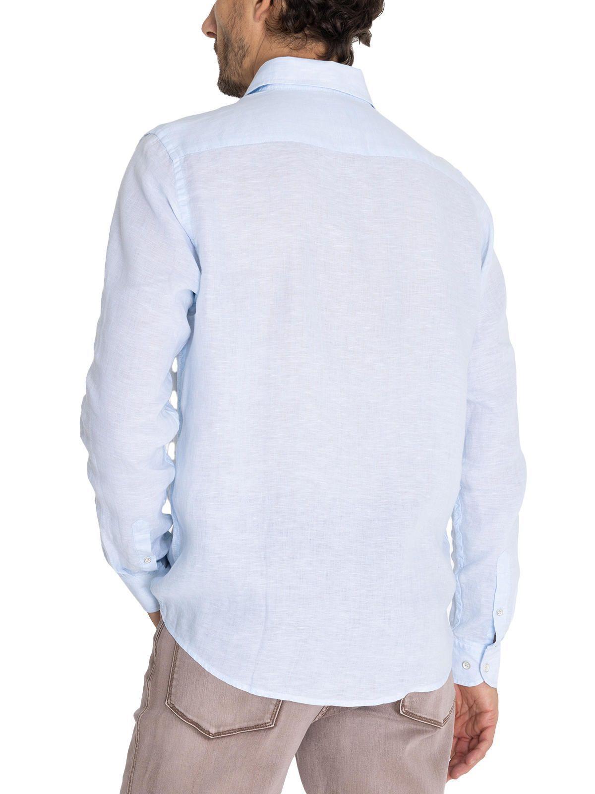 Camisa Lino Orgánico Celeste Linen Hombre -7