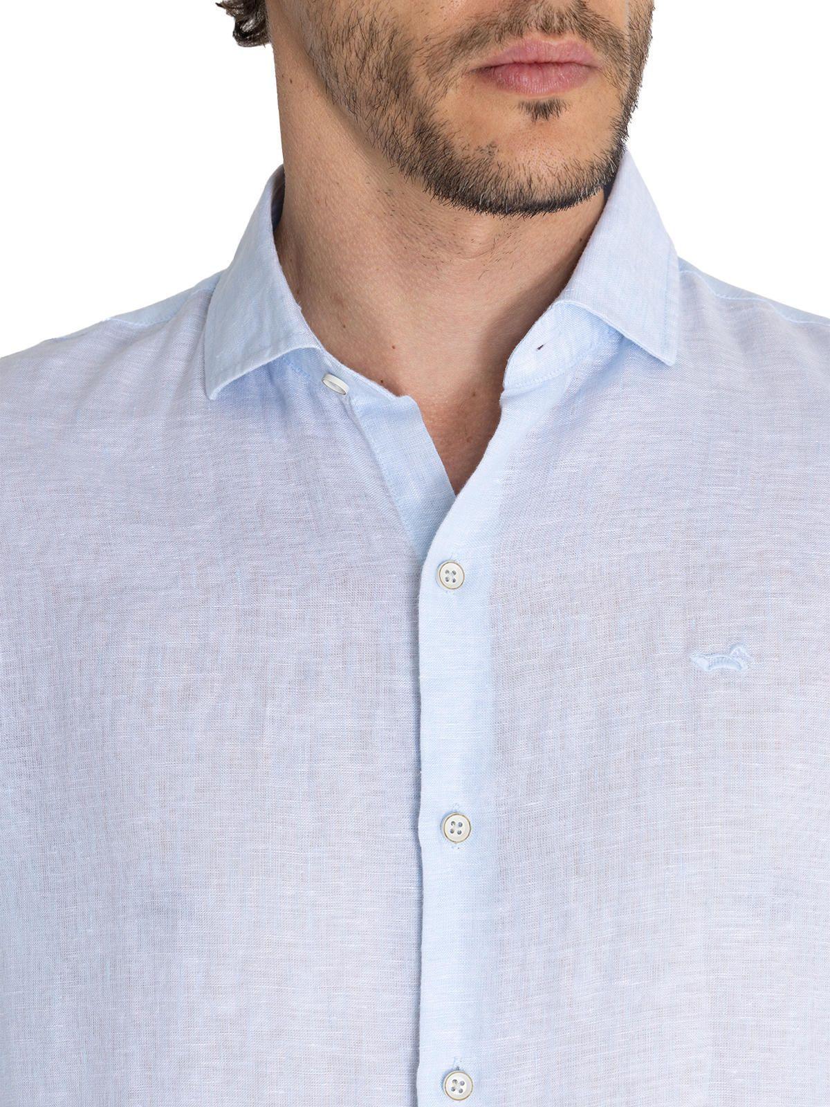 Camisa Lino Orgánico Celeste Linen Hombre -8