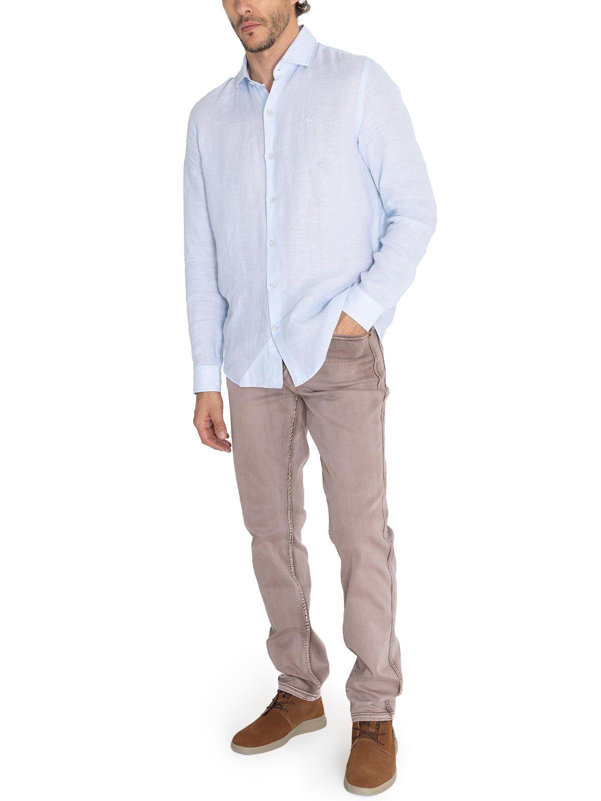 Camisa Lino Orgánico Celeste Linen Hombre -9