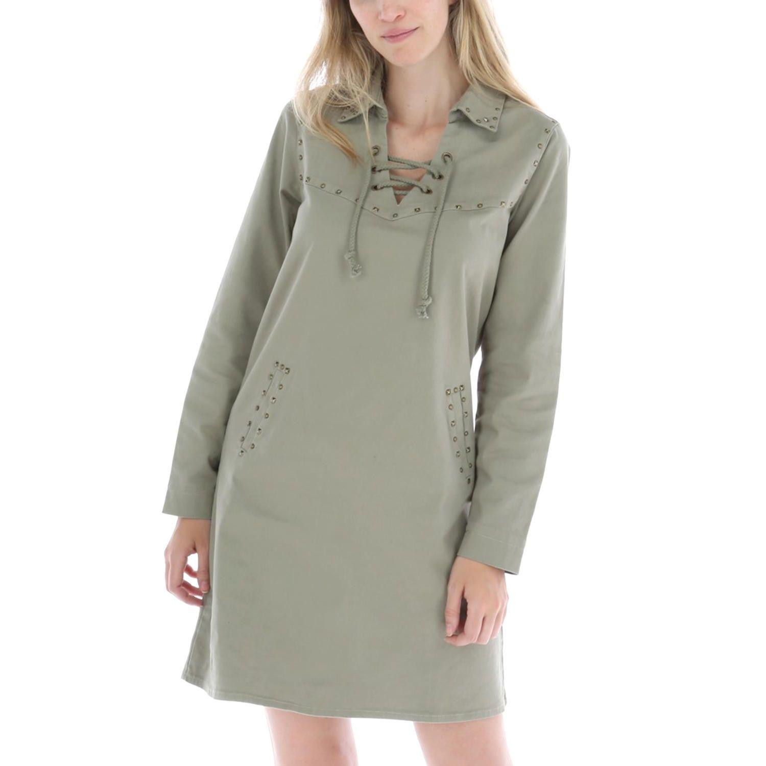 Vestido Mujer Algodón Tacha Verde-0