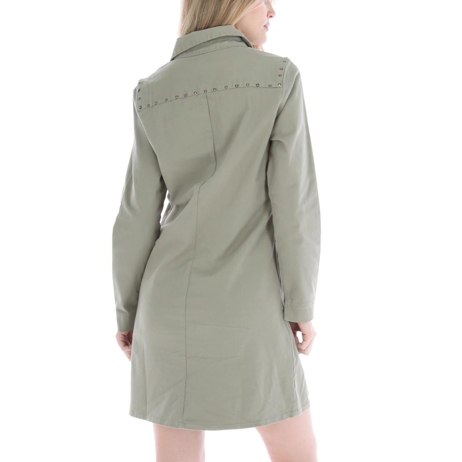 Vestido Mujer Algodón Tacha Verde-1