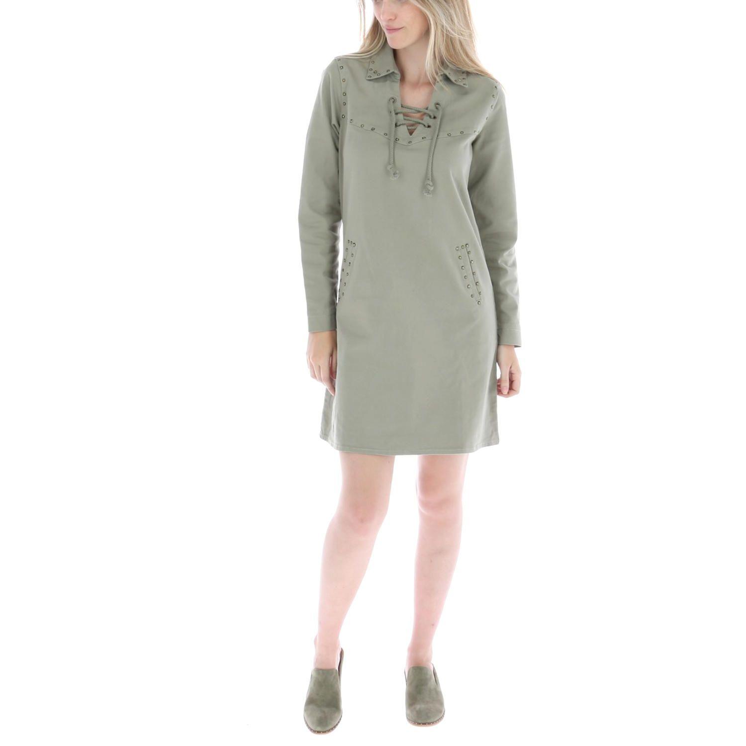 Vestido Mujer Algodón Tacha Verde-4