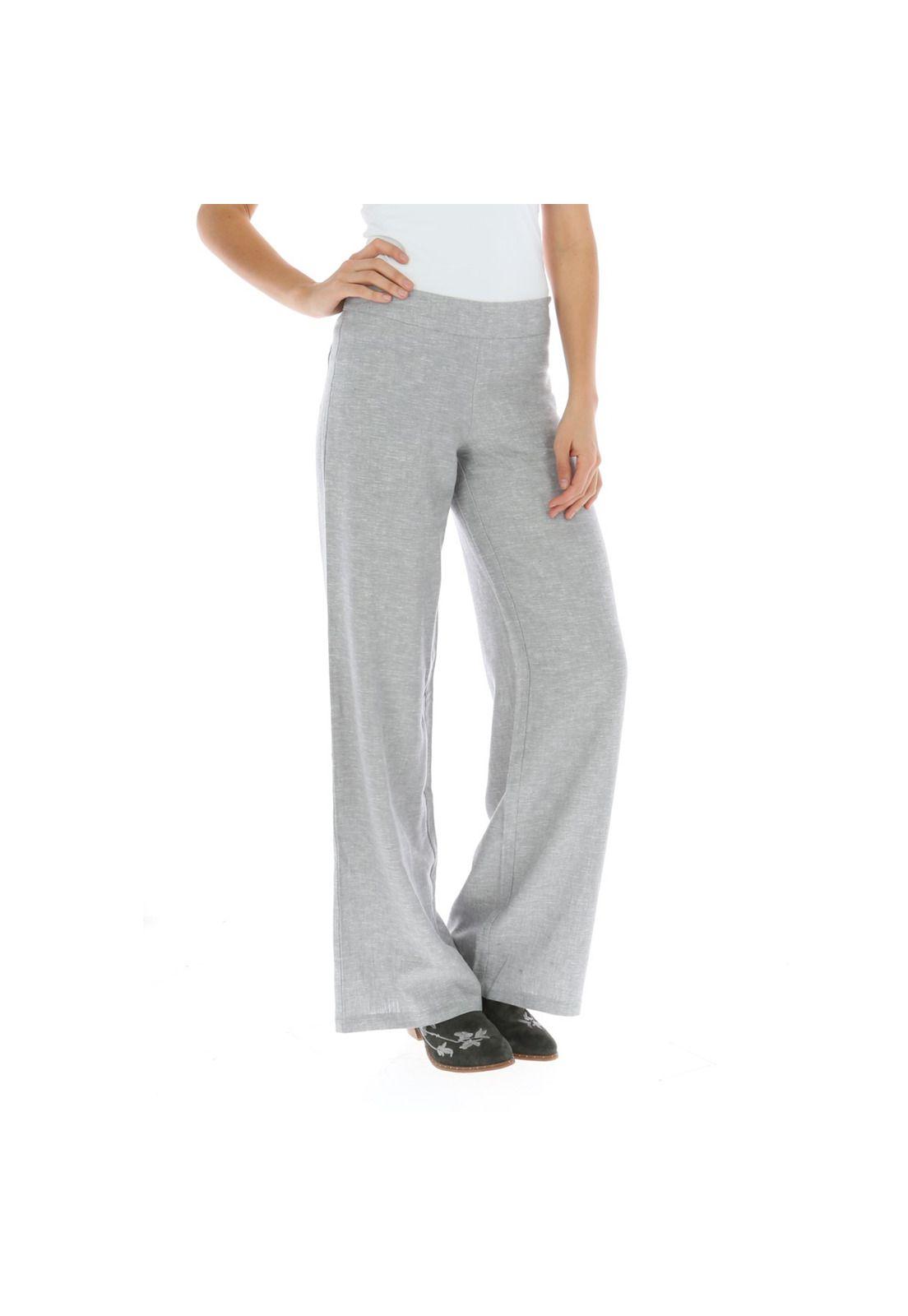 Pantalón Mujer Lino Aman Gris-0