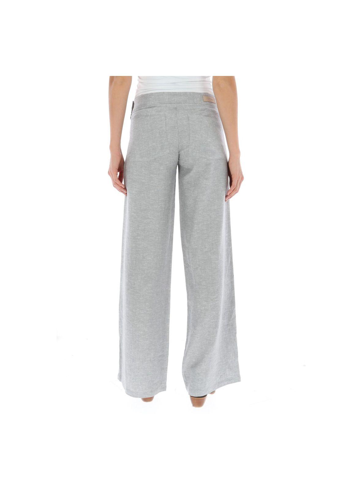Pantalón Mujer Lino Aman Gris-2