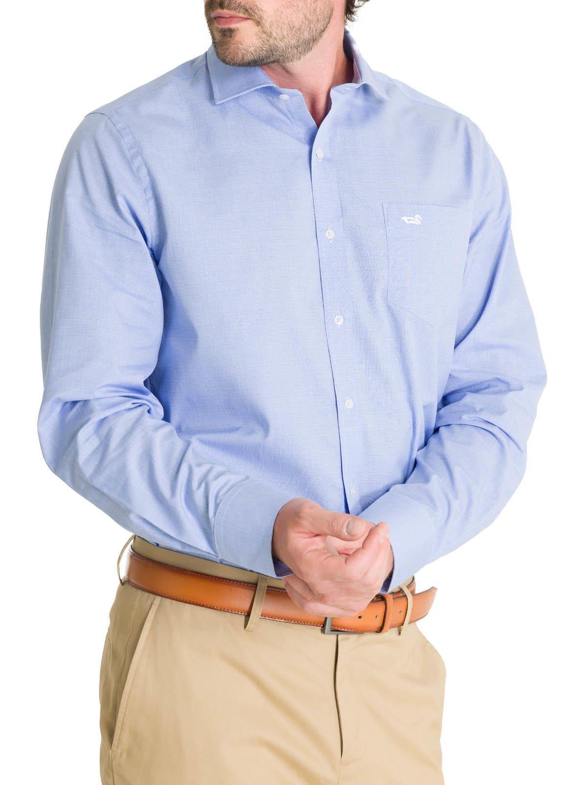 Camisa Cuello Italiano Hombre Easyiron Celeste-5
