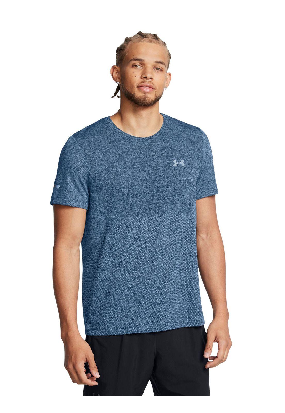 Polera manga crta Smlss Stride hombre Azul-3