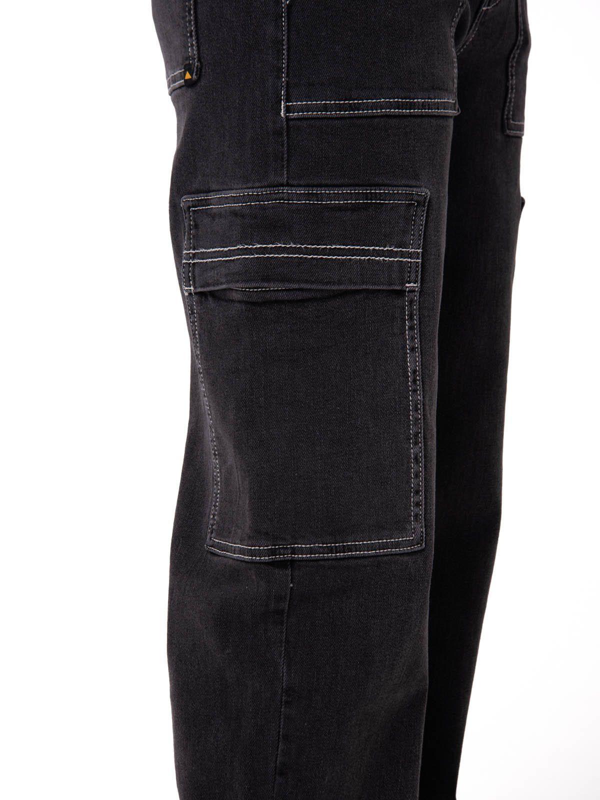Jeans Cargo Mujer Relaxed Negro-4
