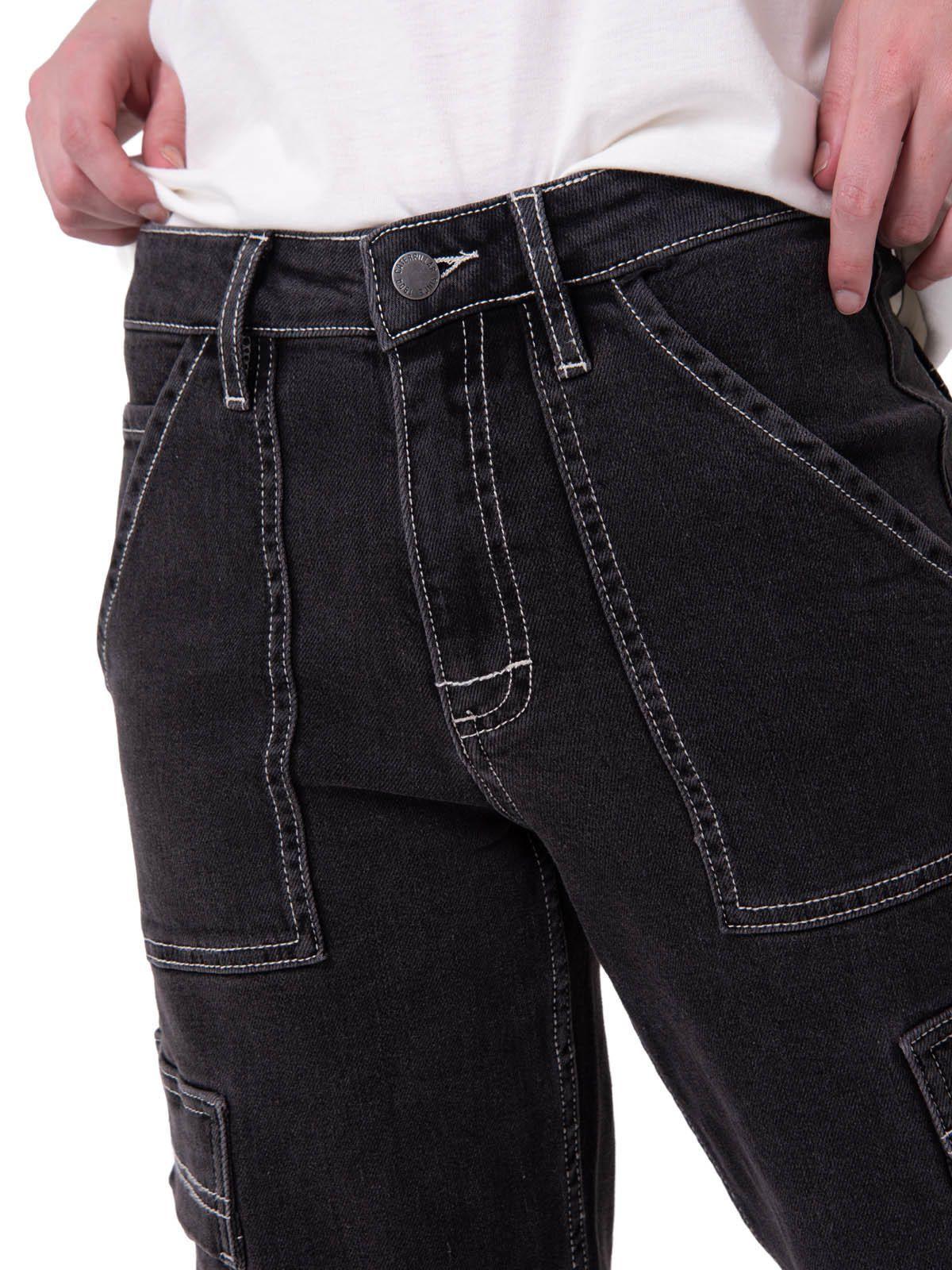 Jeans Cargo Mujer Relaxed Negro-3