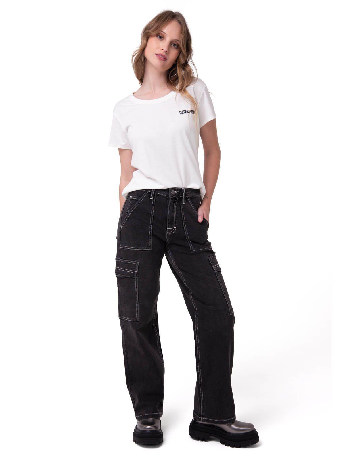 Jeans Cargo Mujer Relaxed Negro-6