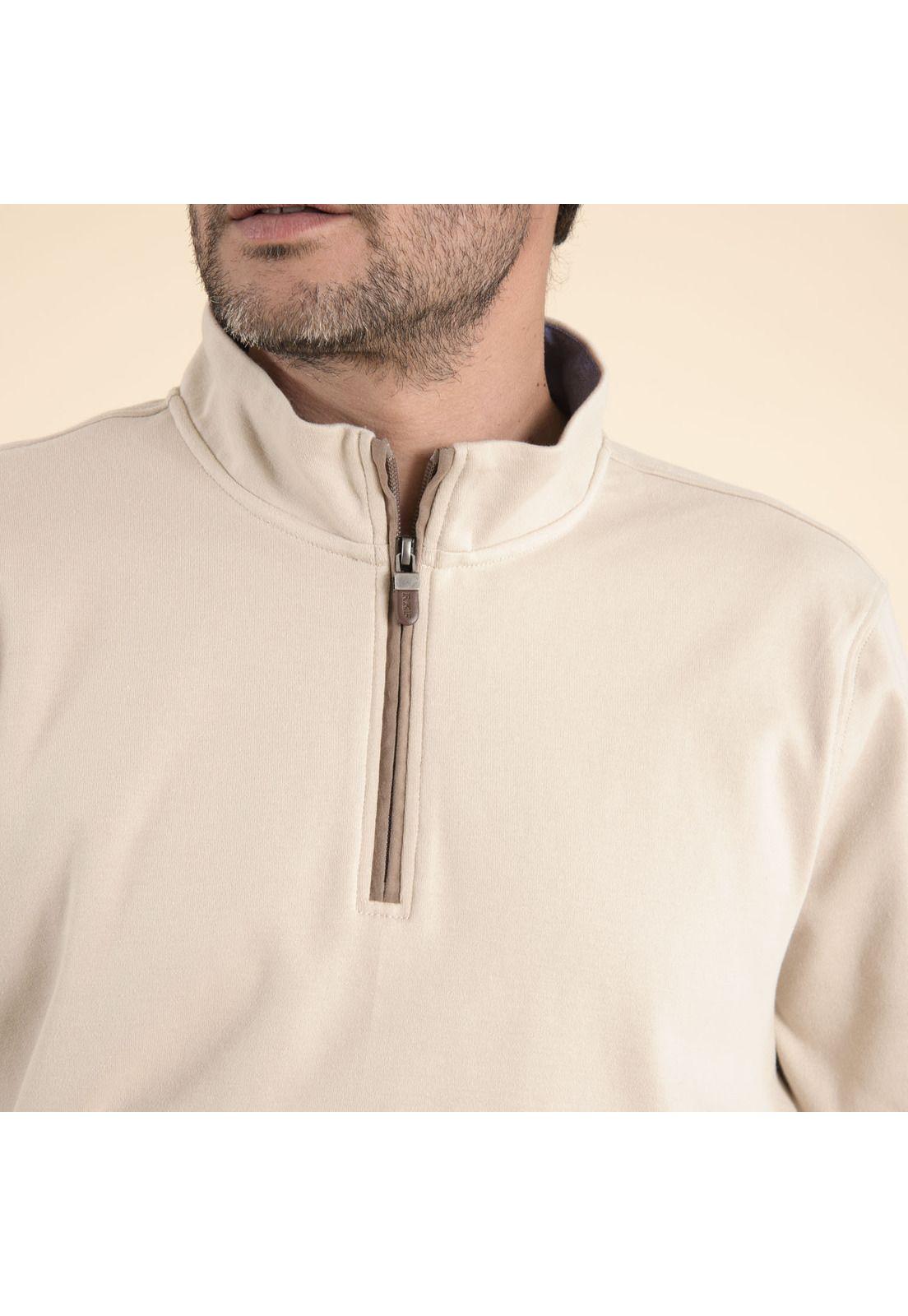 Polerón Algodón Orgánico Hombre Bicolor Beige-4