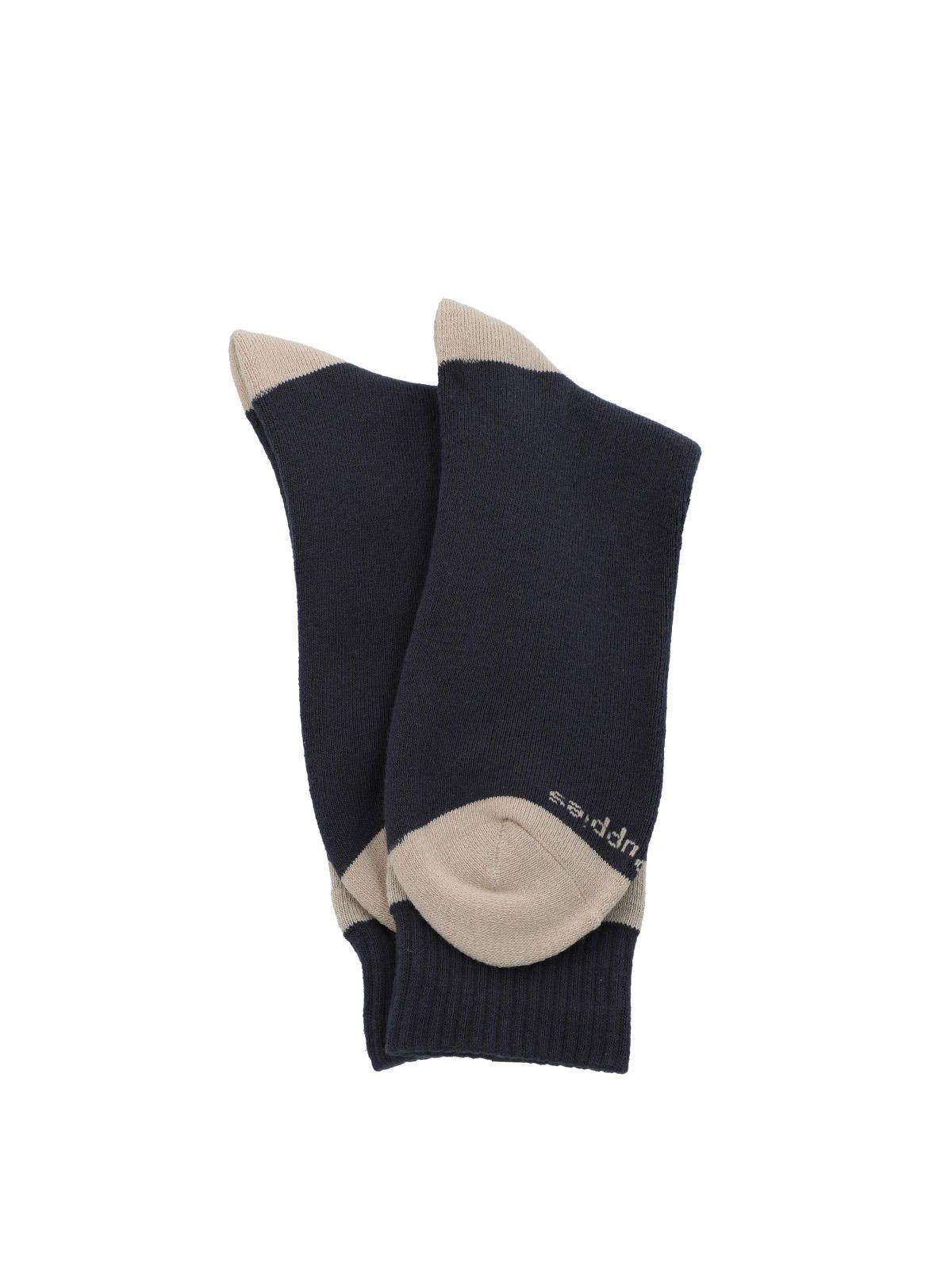 Calcetín Algodón Hombre Heavy Stripe Azul Oscuro-2