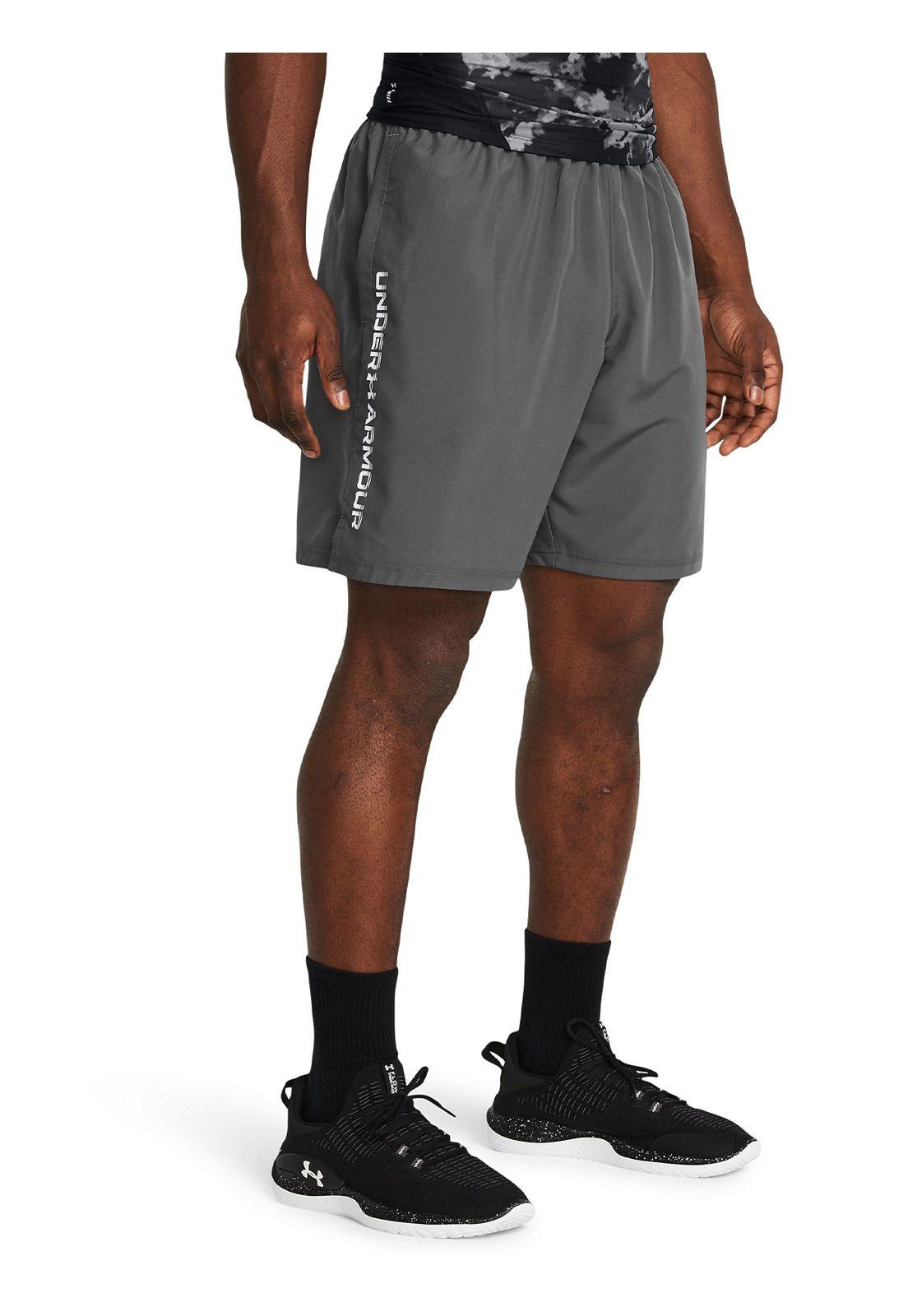 Shorts UA Woven Wordmark para Hombre Gris-0