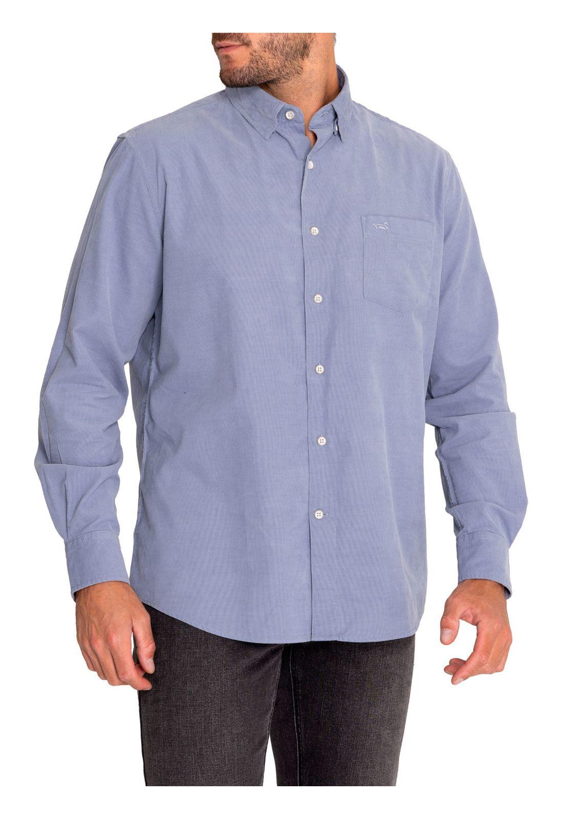 Camisa Algodón Orgánico Hombre Corduroy Azul-4