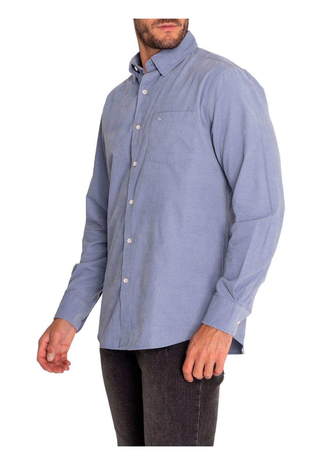 Camisa Algodón Orgánico Hombre Corduroy Azul-5