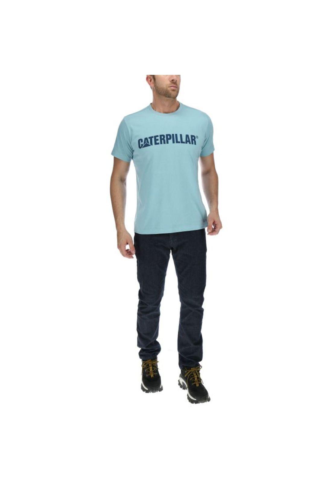 Polera Mc Hombre Caterpillar Logo Tee Azul-4
