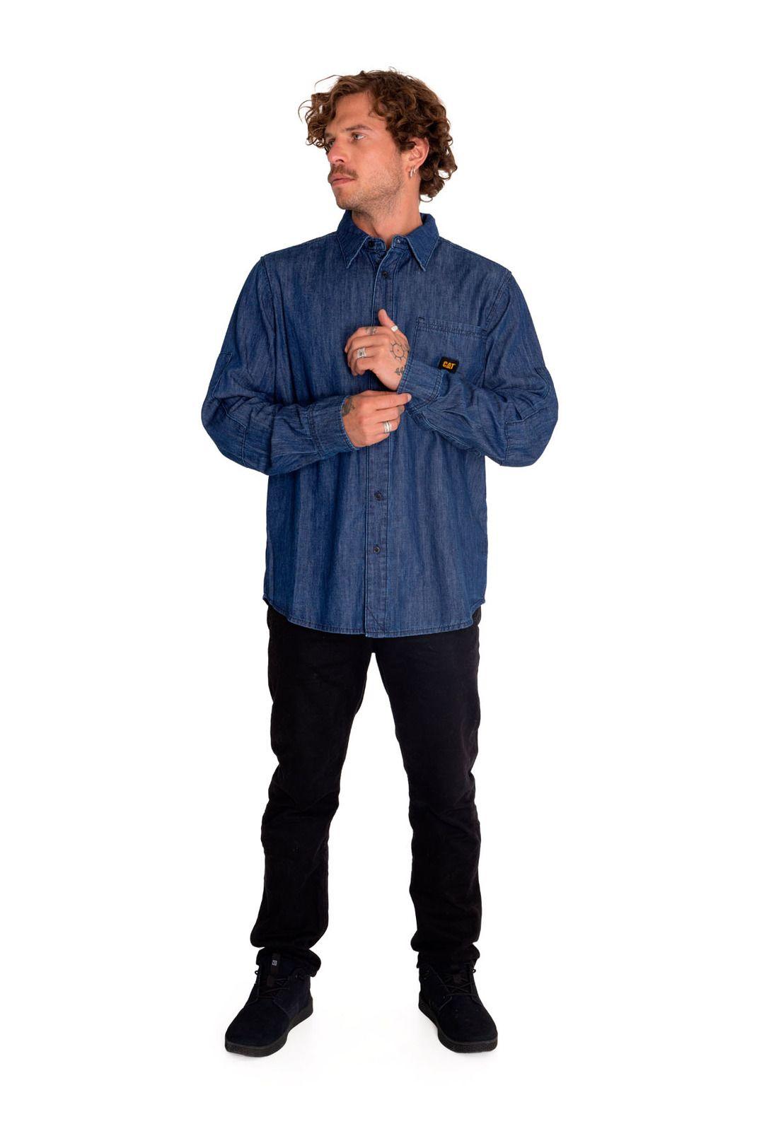 Camisa Manga Larga Hombre Denim Gris-5