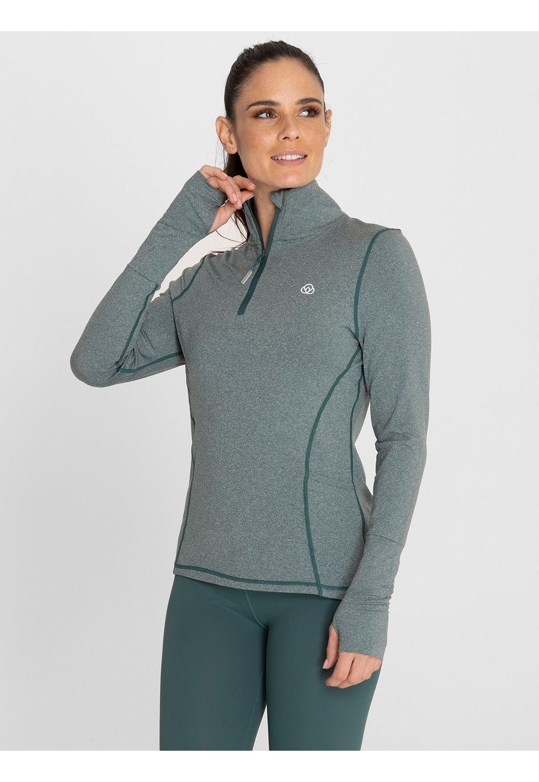 Polera deportiva Mujer Half Zip Petroleo-0