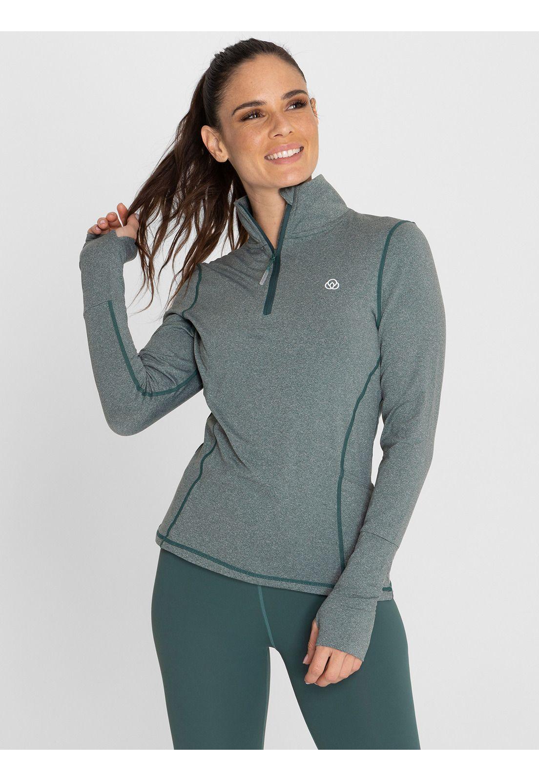 Polera deportiva Mujer Half Zip Petroleo-3