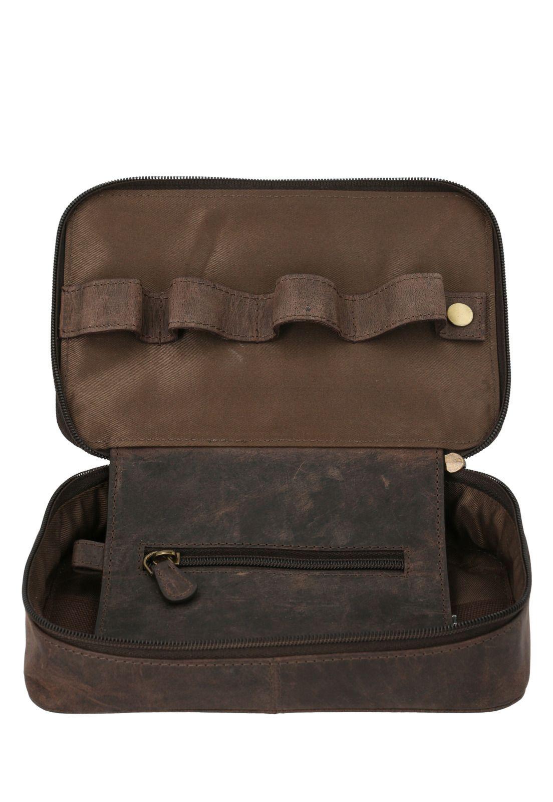Billetera Cuero Café Ks Tech Organizer Unisex-3