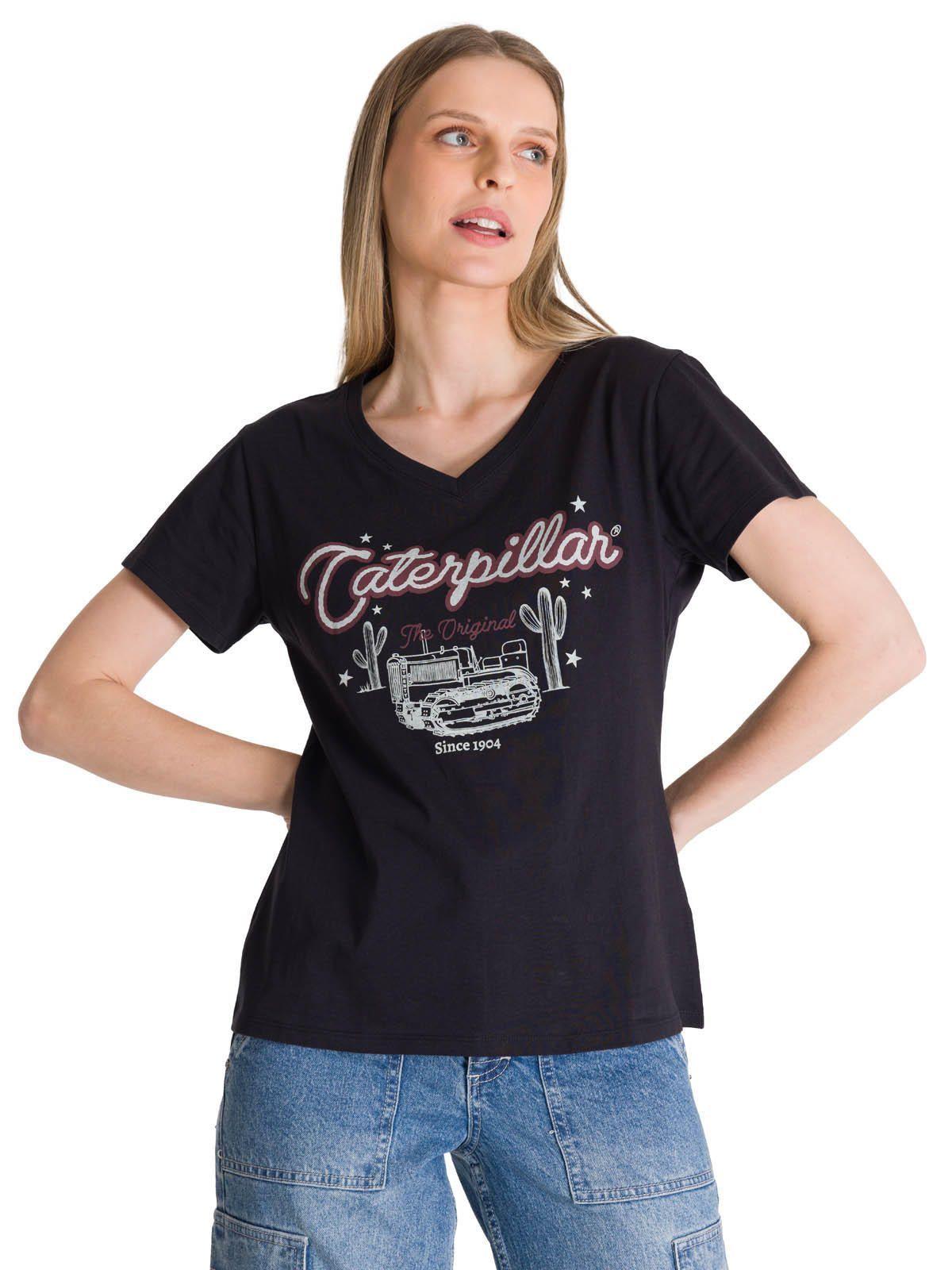 Polera Manga Corta Mujer V-Neck Graphic Tee-0