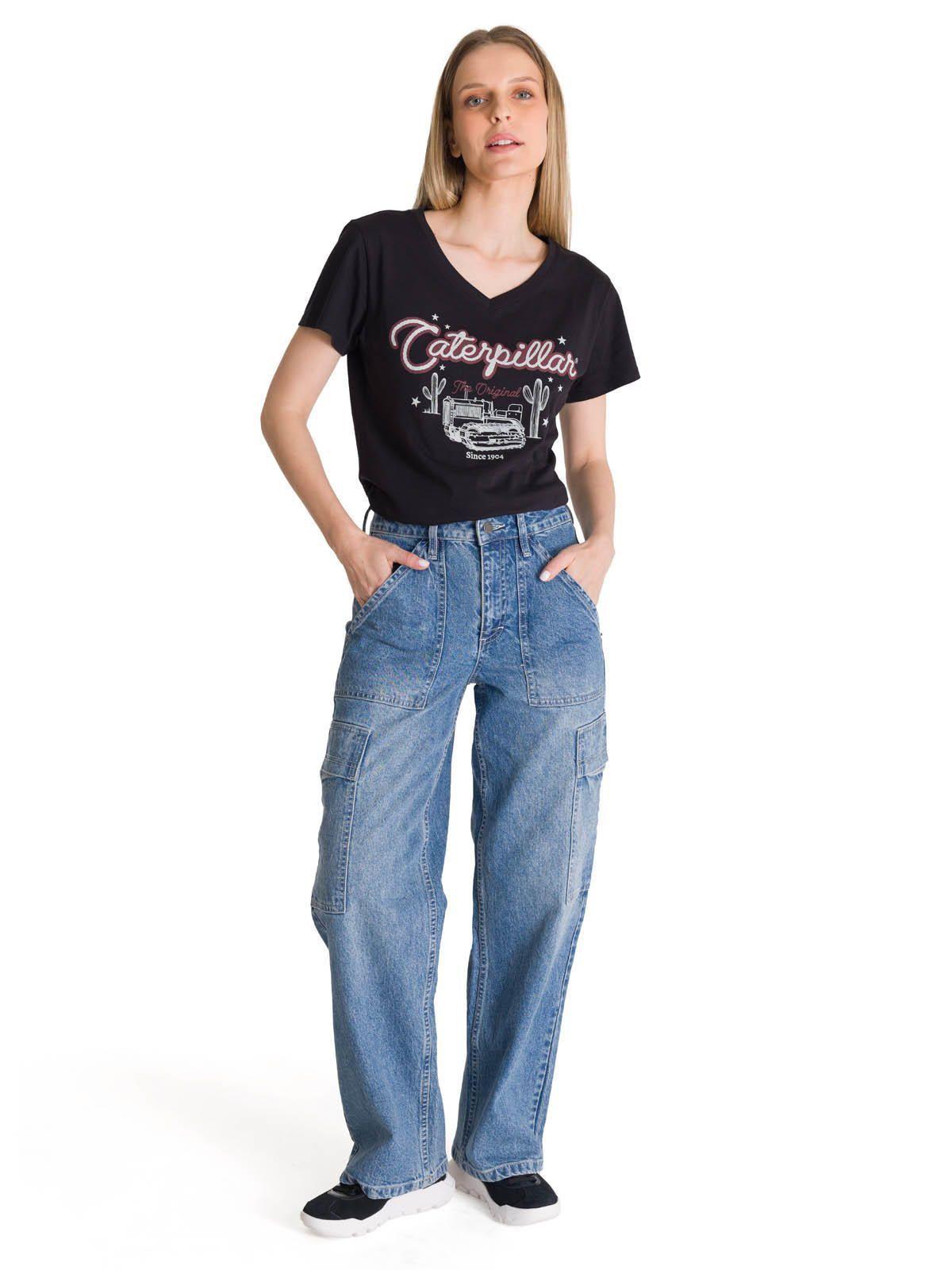 Polera Manga Corta Mujer V-Neck Graphic Tee-5